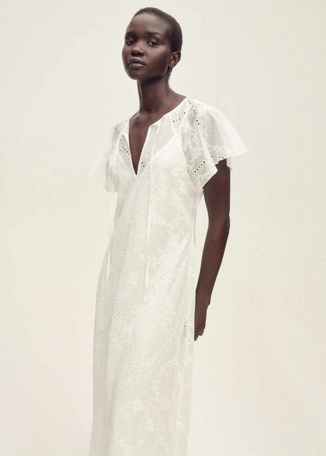 Embroidered dress with openwork details - Women | MANGO United Kingdom | MANGO (UK)