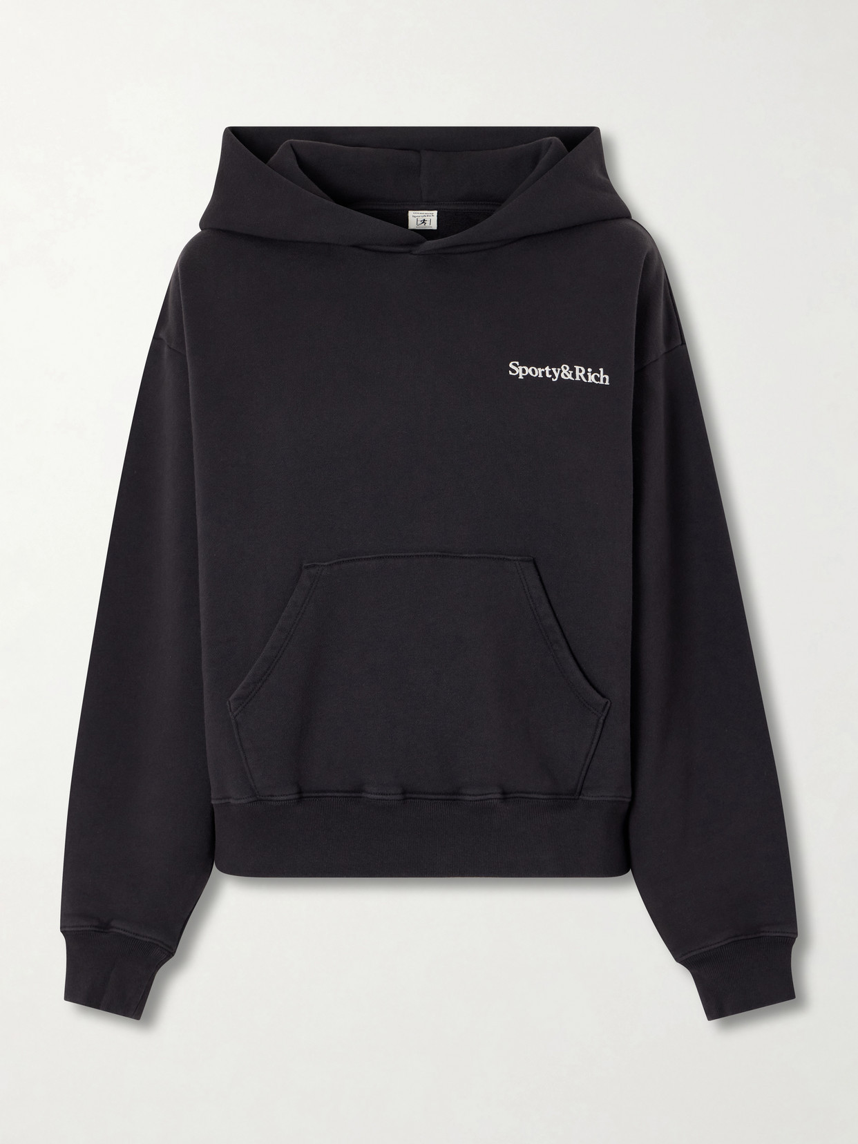 Sporty & Rich - Logo Embroidered Cotton Sweatshirt - Black | NET-A-PORTER (US)