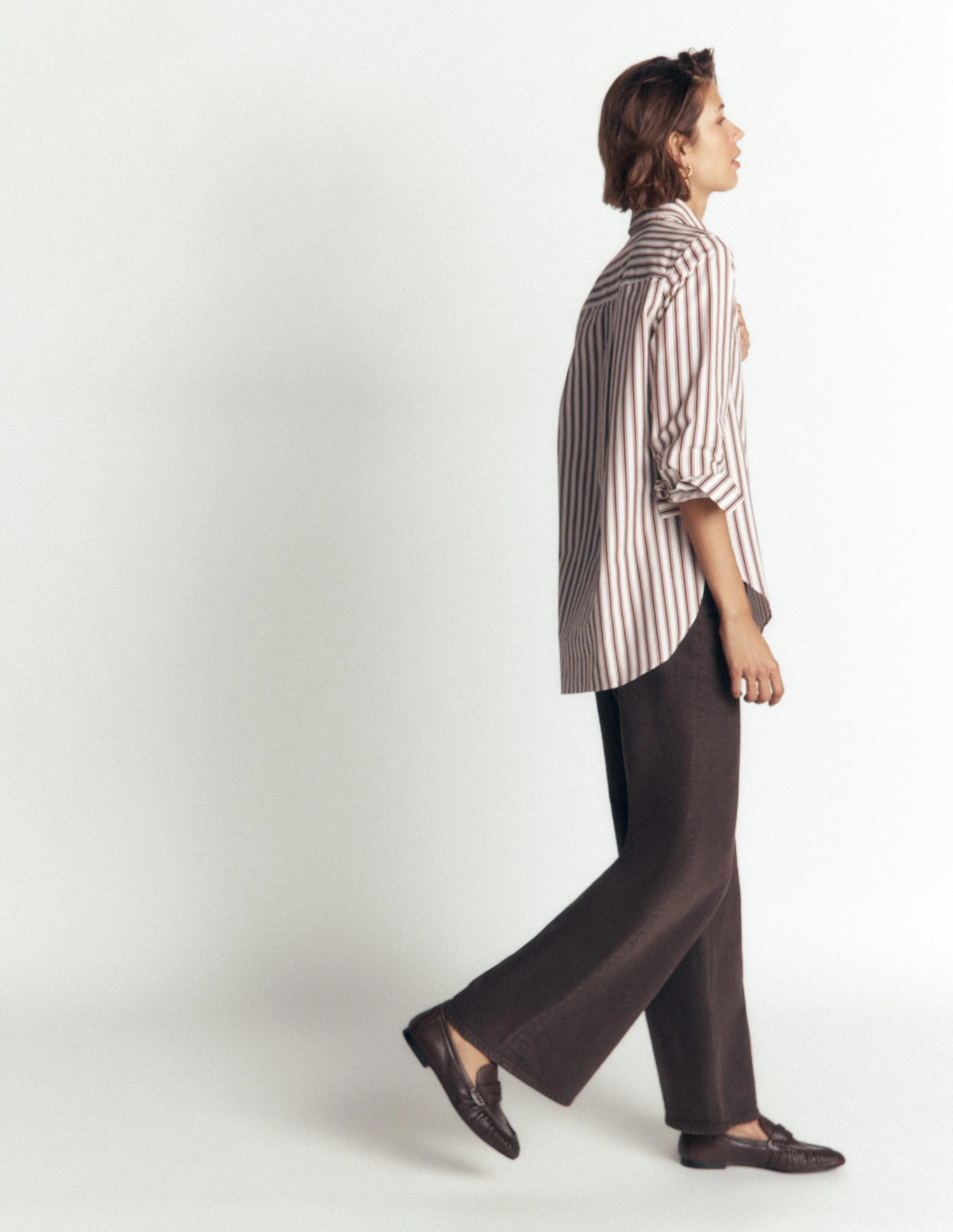 Chemise longue Anna en coton-Ray\u00e9 tramway marron, ivoire | Boden FR