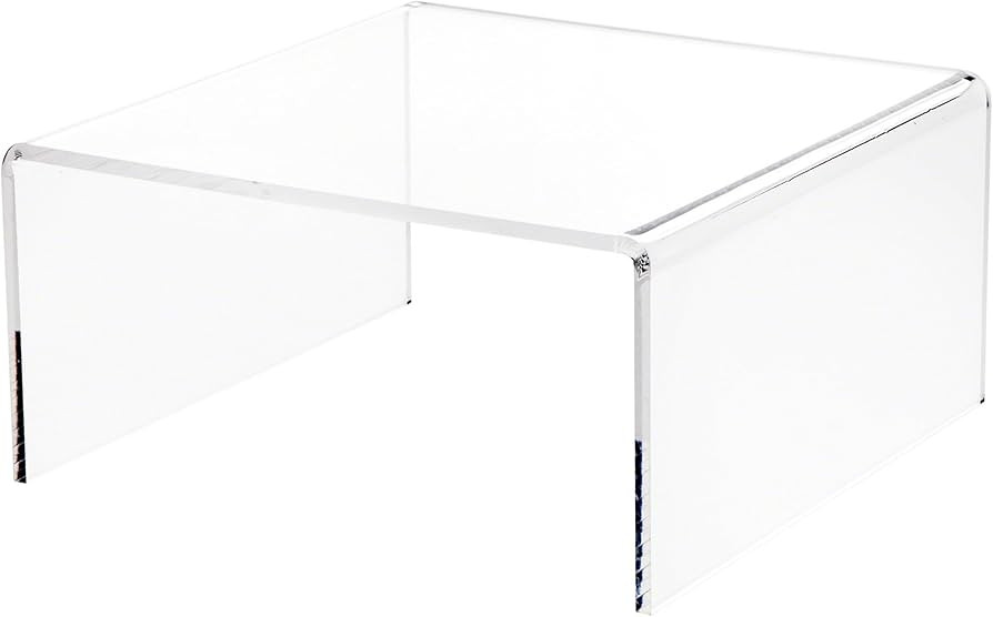 Plymor Clear Acrylic Short Square Display Riser, 4.5" H x 9" W x 9" D (1/4" thick) | Amazon (US)