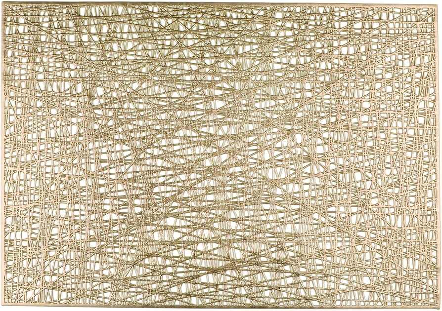 Snowkingdom Gold Rectangle Placemats Set of 4 Metallic Vinyl Easy to Clean Non-Slip Stain Heat Re... | Amazon (US)