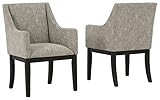 Signature Design by Ashley Burkhaus Dining UPH Arm Chair (2/CN), 24"W x 23"D x 36"H, Gray & Dark Bro | Amazon (US)