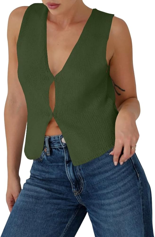 BZB Sweater Vest Women 2025 Summer Basic Tank Tops Crochet Knit Vests Sexy Sweater Sleeveless Ves... | Amazon (US)