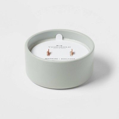 8oz 2-Wick Glossy Ceramic Seagrass & Bergamot Green - Threshold™ | Target