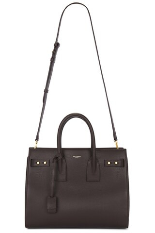 Saint Laurent Small Sac De Jour Bag in Dark Sweet Choco - Chocolate. Size all. | FWRD 