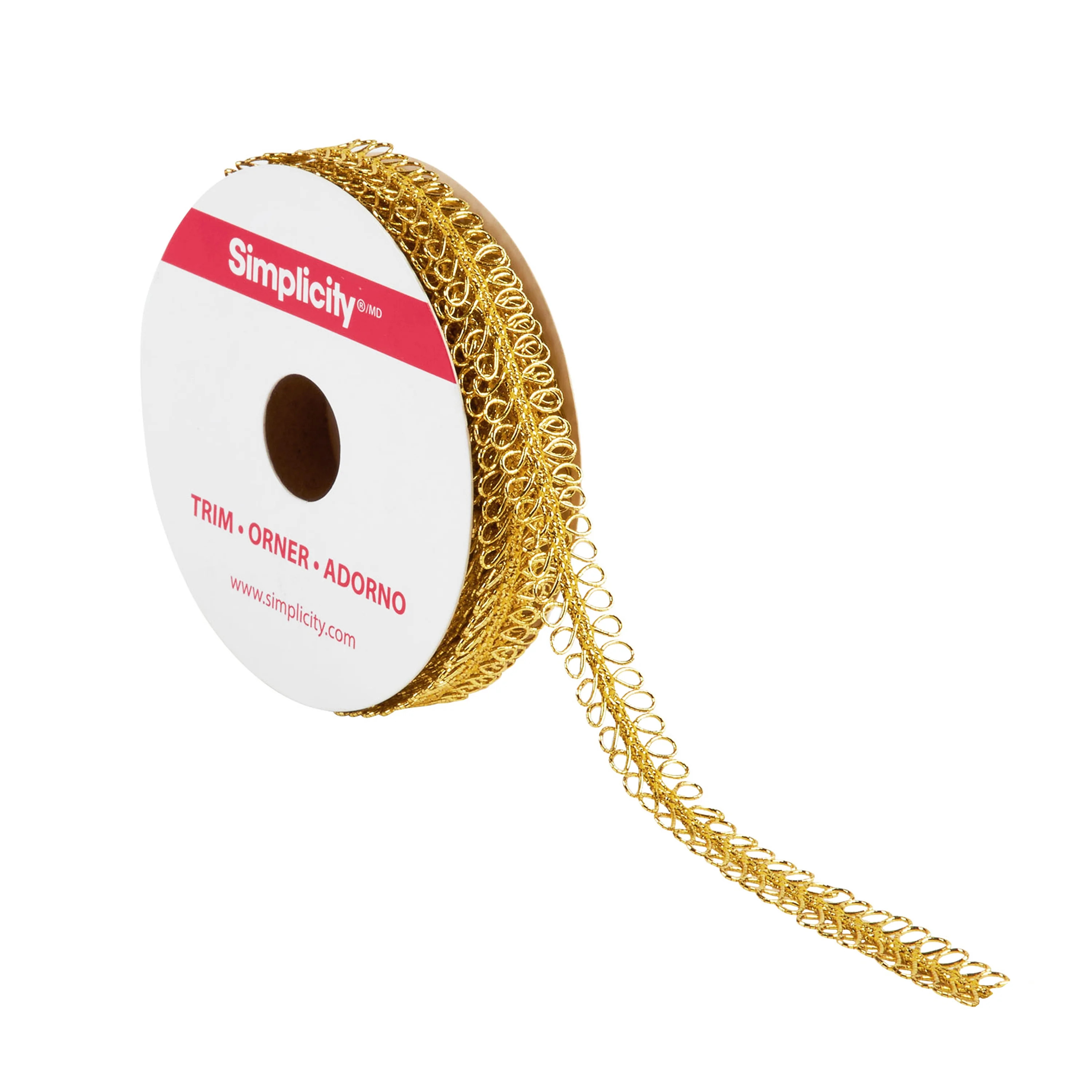 Simplicity Trim, Gold 1/2 inch Double Loop Gimp Trim Great for Apparel, Home Decorating, and Craf... | Walmart (US)