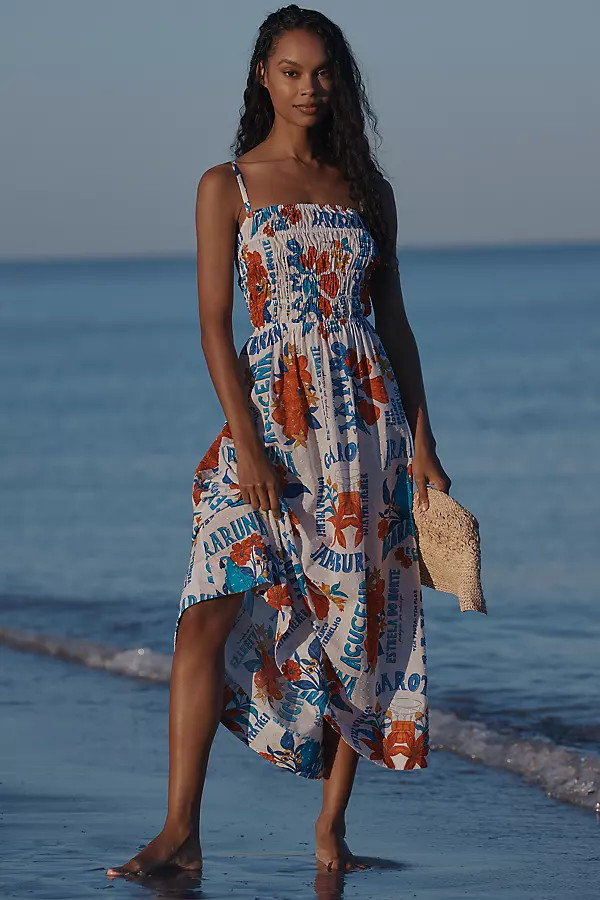 x Anthropologie Sleeveless Smocked Printed Maxi Dress | Anthropologie (US)