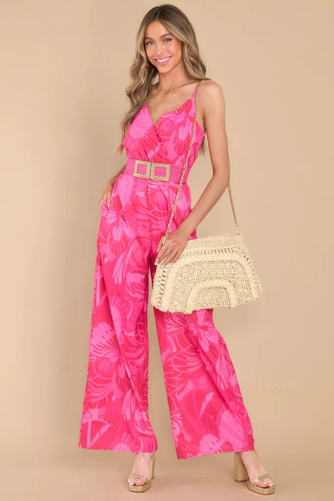 Perfectly Mine Hot Pink Print Jumpsuit | Red Dress 