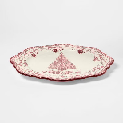 Stoneware Serve Platter Red Pattern - Threshold™ designed with Studio McGee | Target