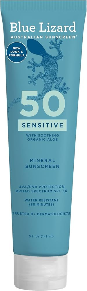 BLUE LIZARD Sensitive Mineral Sunscreen SPF 50 Fragrance Free 5 Fl Oz | Amazon (US)