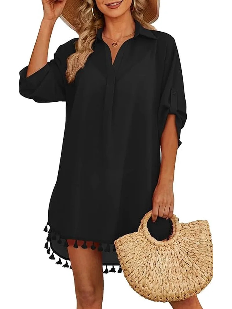 UZMOG Swimsuit Coverup for Women, Beach Shirt Dresses Vacation Clothes for Women Bathing Suit Cov... | Walmart (US)