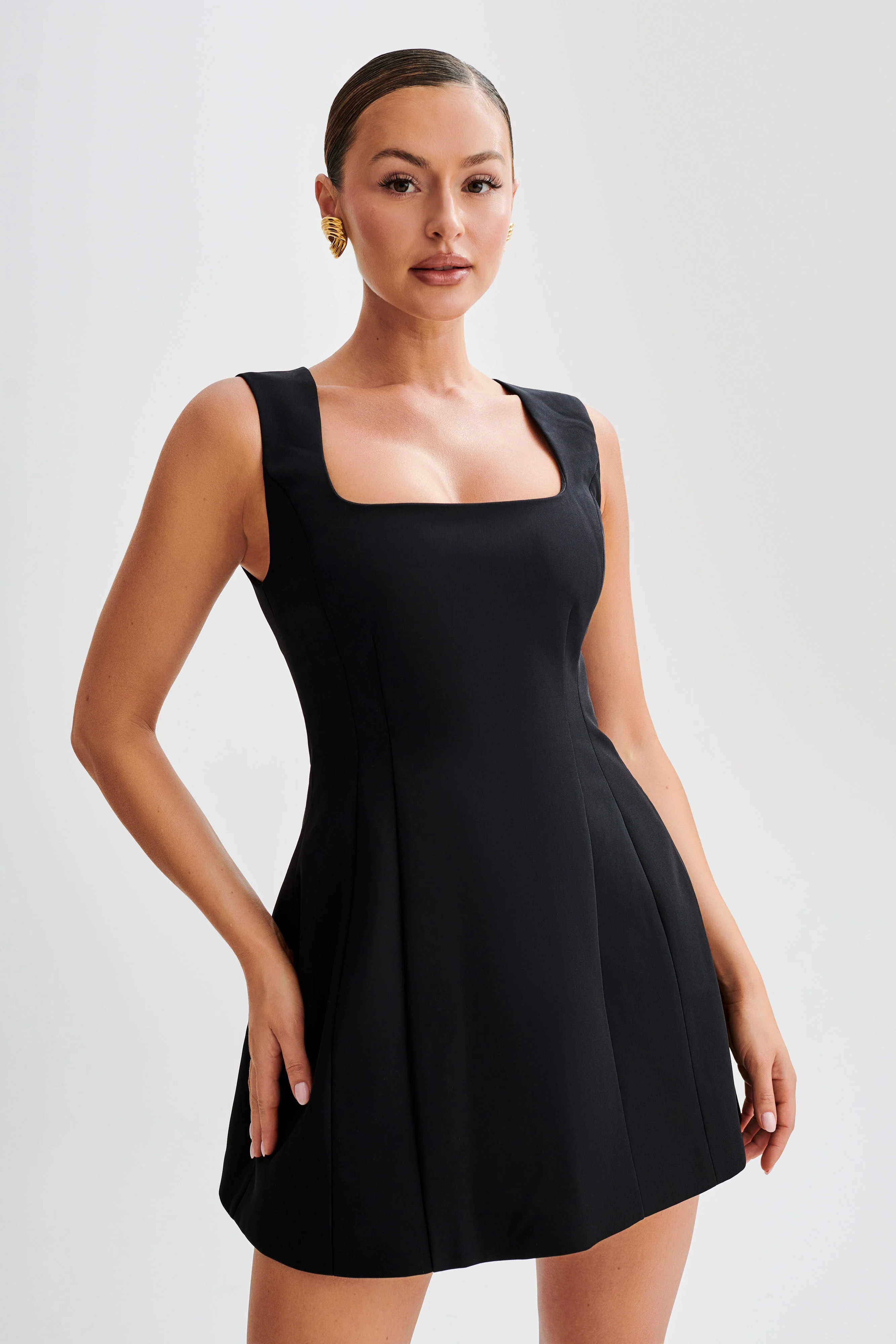 Lysandre Crepe Mini Dress - Black | MESHKI US