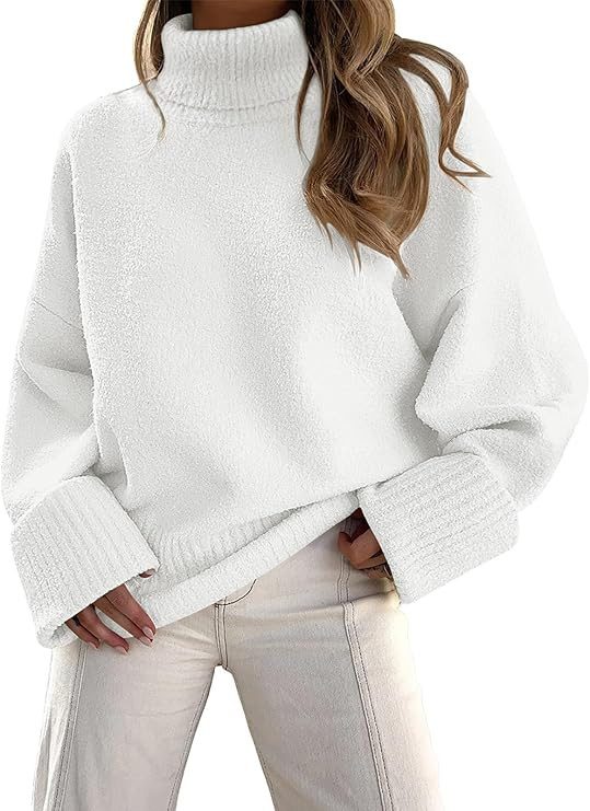LILLUSORY Women's Turtleneck Long Sleeve Oversized 2023 Fall Fuzzy Knit Chunky Warm Pullover Swea... | Amazon (US)