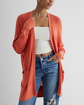 Ribbed Balloon Sleeve Pocket Cardigan | Express