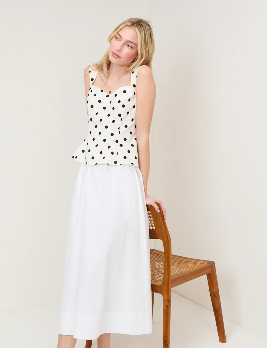 White Poplin Midi Skirt | Nobody's Child