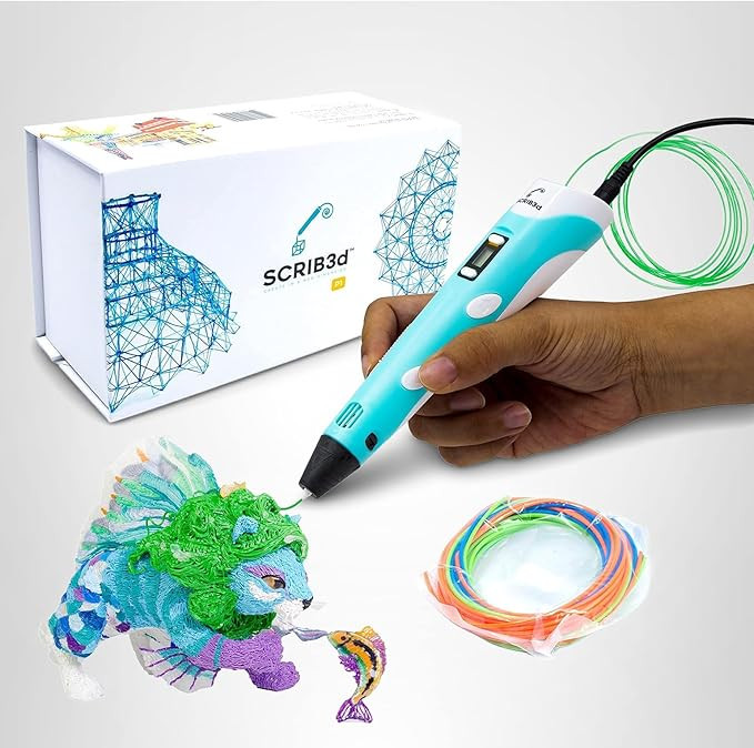 SCRIB3D P1 3D Printing Pen with Display - Includes 3D Pen, 3 Starter Colors of PLA Filament, Sten... | Amazon (US)