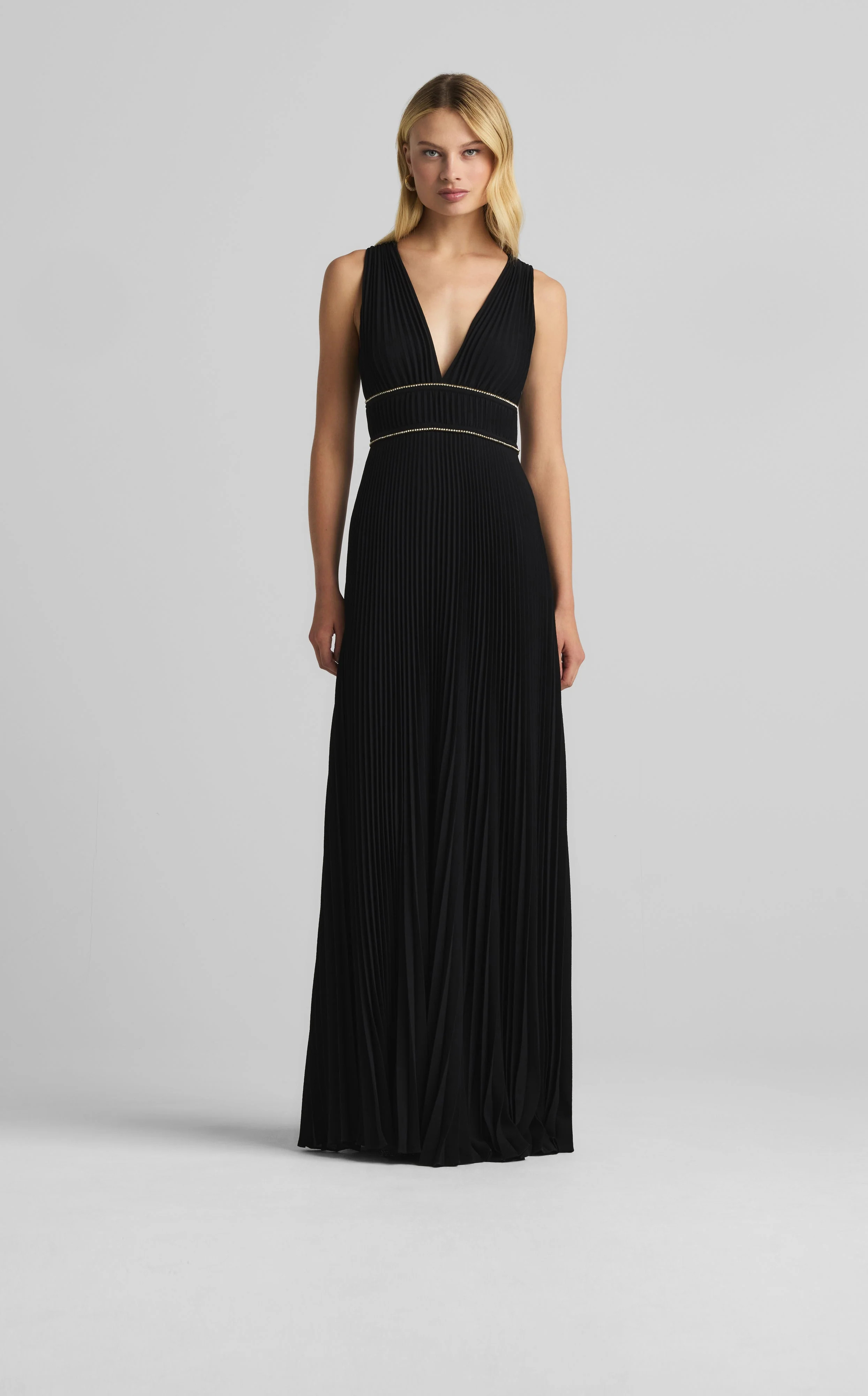 Pleated V-Neck Gown | St. John Knits