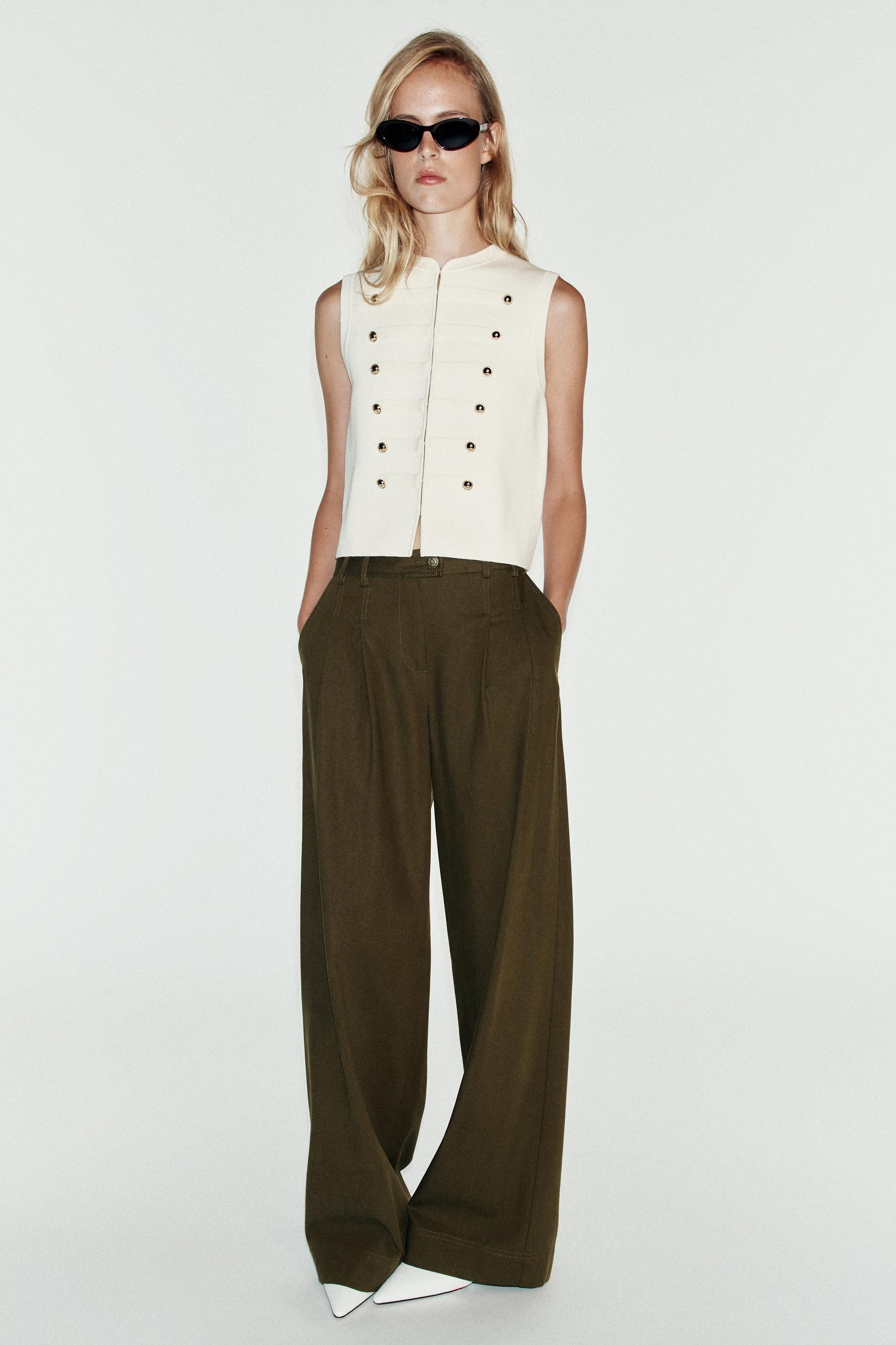 Zara - Button Vest Top - White - M - Woman | Zara US