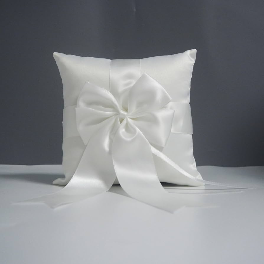 Ring Bearer Pillows,Wedding Ring Pillow, Ivory Ring Bearer Pillow, Satin Finish Bowknot Ring Pill... | Amazon (US)