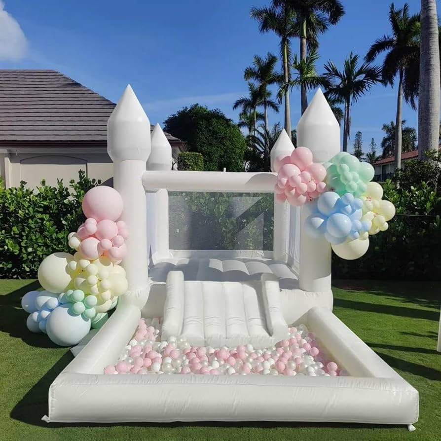 White Bounce House with UL Blower- 13' L X 8' W X 8' Portable, Large Ball Pool and Jump Space 3in... | Amazon (US)