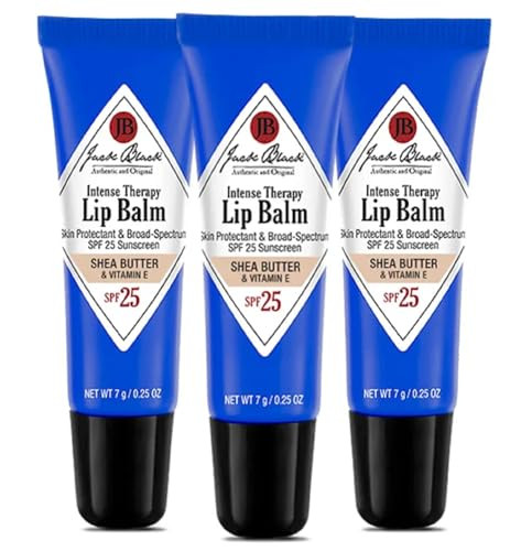 Jack Black Intense Therapy Lip Balm, 0.25-Oz., Pack of 3 – Shea Butter & Vitamin E, SPF 25 Sun Protection, Lip Moisturizer, Hydrating Lip Balm with SPF, | Amazon (US)