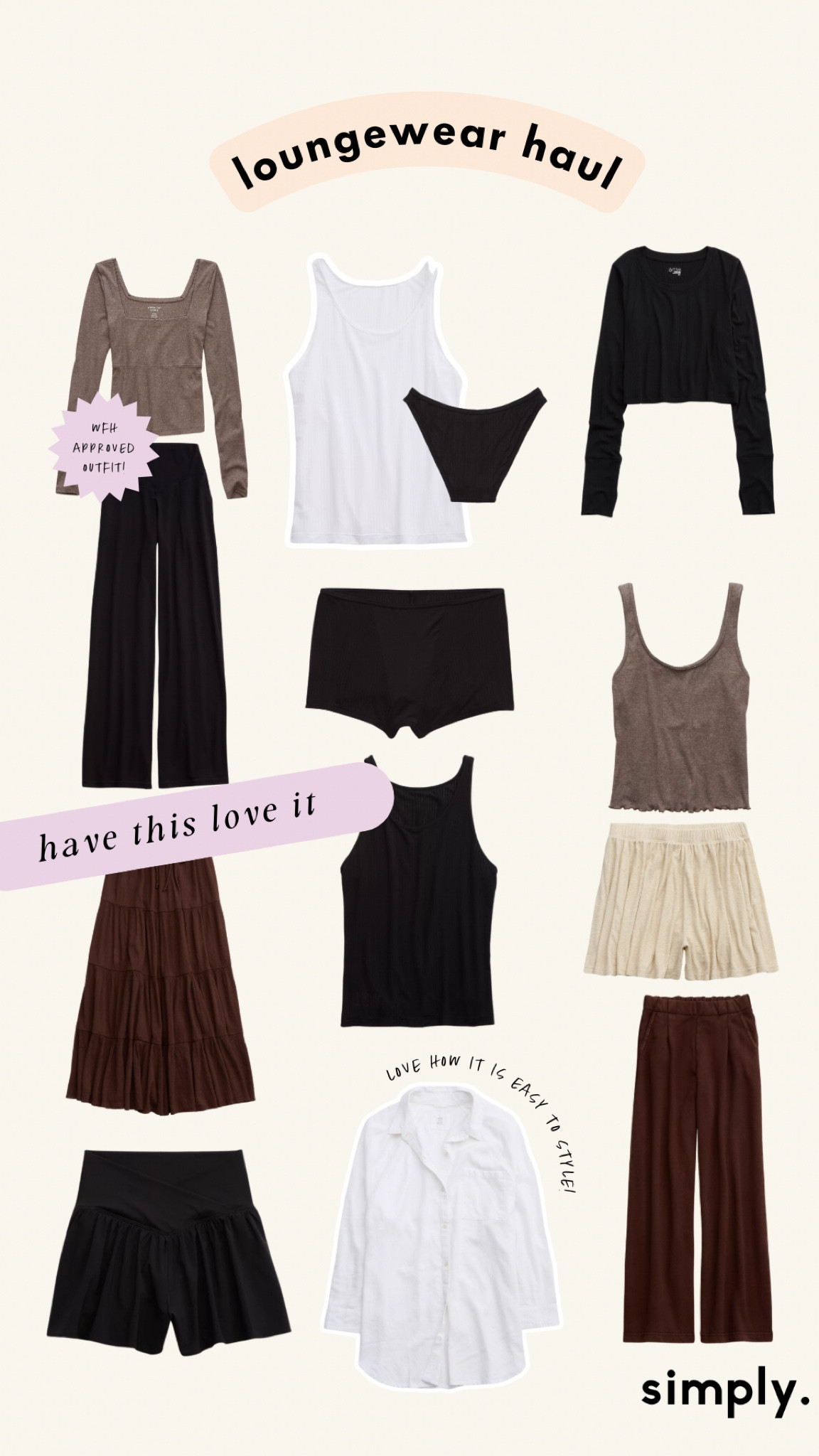 These are my daily and comfortable loungewear picks! 

trouser, boyshort, bra top, maxi skirt, long-sleeve shirtt

#LTKFallSale #LTKWorkwear #LTKStyleTip