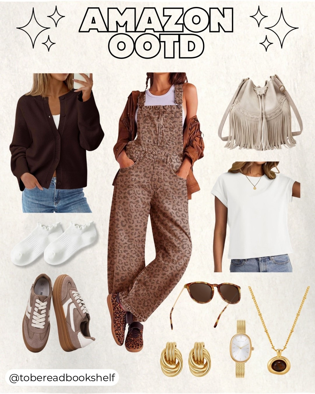 Amazon OOTD ✨ 

Yes, I did post another overall outfit. 😂 In my defense though, look how cute these are! 😍 

Check out my “Amazon OOTD” post collection for more curated styles!

Keywords: cheetah, leopard, bag, purse, women’s clothing, women’s fashion, casual style, everyday style, summer, spring, casual, Spring Outfits 2026, overalls, baby tee, sneakers, sunglasses, gold jewelry, fringe, cardigan, ruffle socks

#LTKMidsize #LTKootd #LTKmomlife