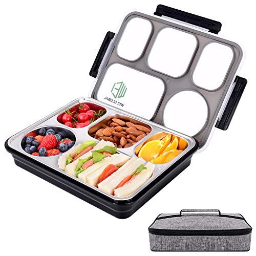 Large Bento Lunch Box with 5 Compartments, Leakproof Lunch Containers with Removable Stainless-Steel | Amazon (US)