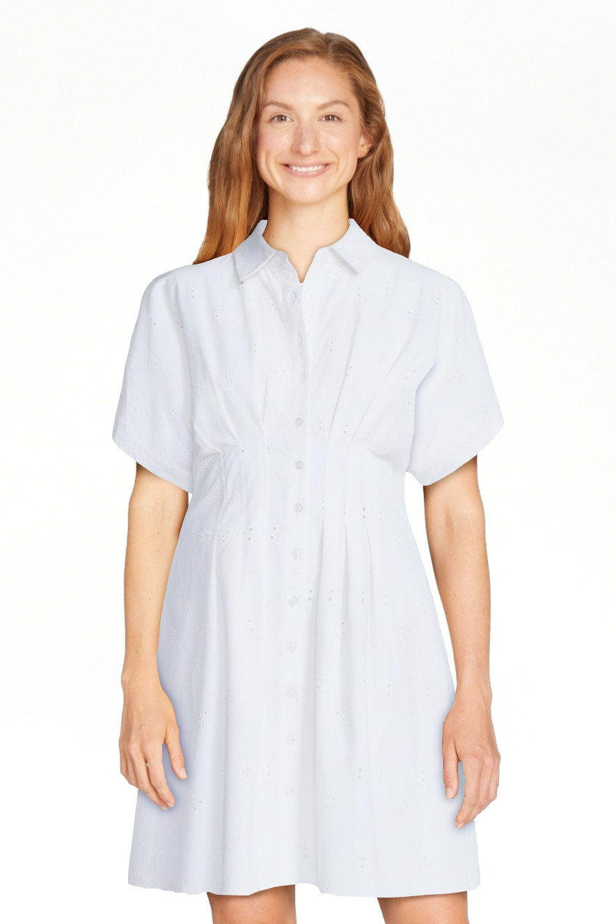 Free Assembly Women's and Women's Plus Cotton Eyelet Corset Mini Shirtdress, Sizes XS-4X | Walmart (US)