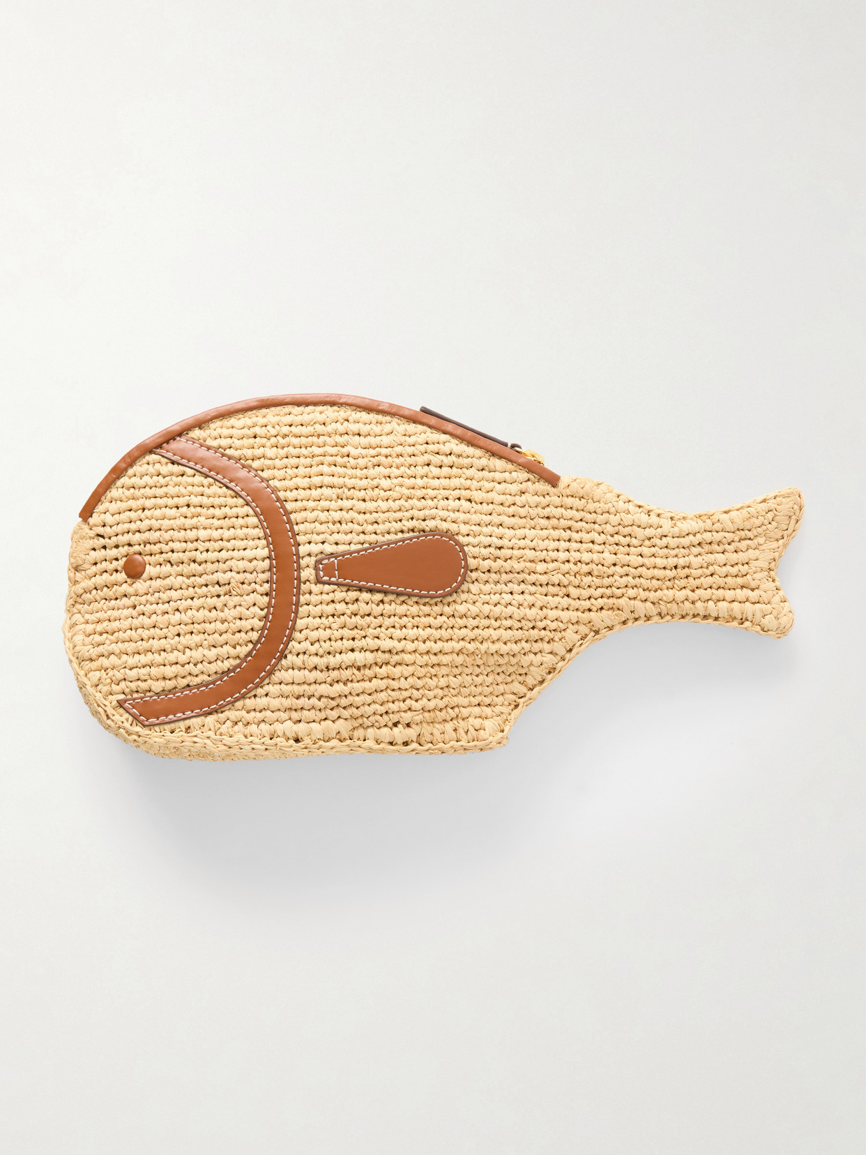 STAUD - Pesce Leather-trimmed Raffia Clutch - Neutrals | NET-A-PORTER (US)