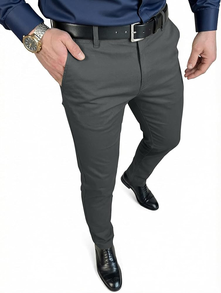 JMIERR Men's Skinny Stretchy Suit Pants Slim Fit Slacks Tapered Trousers | Amazon (US)