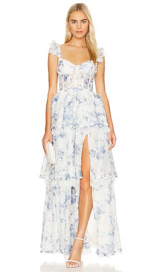 Jolie Gown in Provencal Blue And White Floral Dress Floral Wedding Guest Dress Floral Maxi Dress | Revolve Clothing (Global)