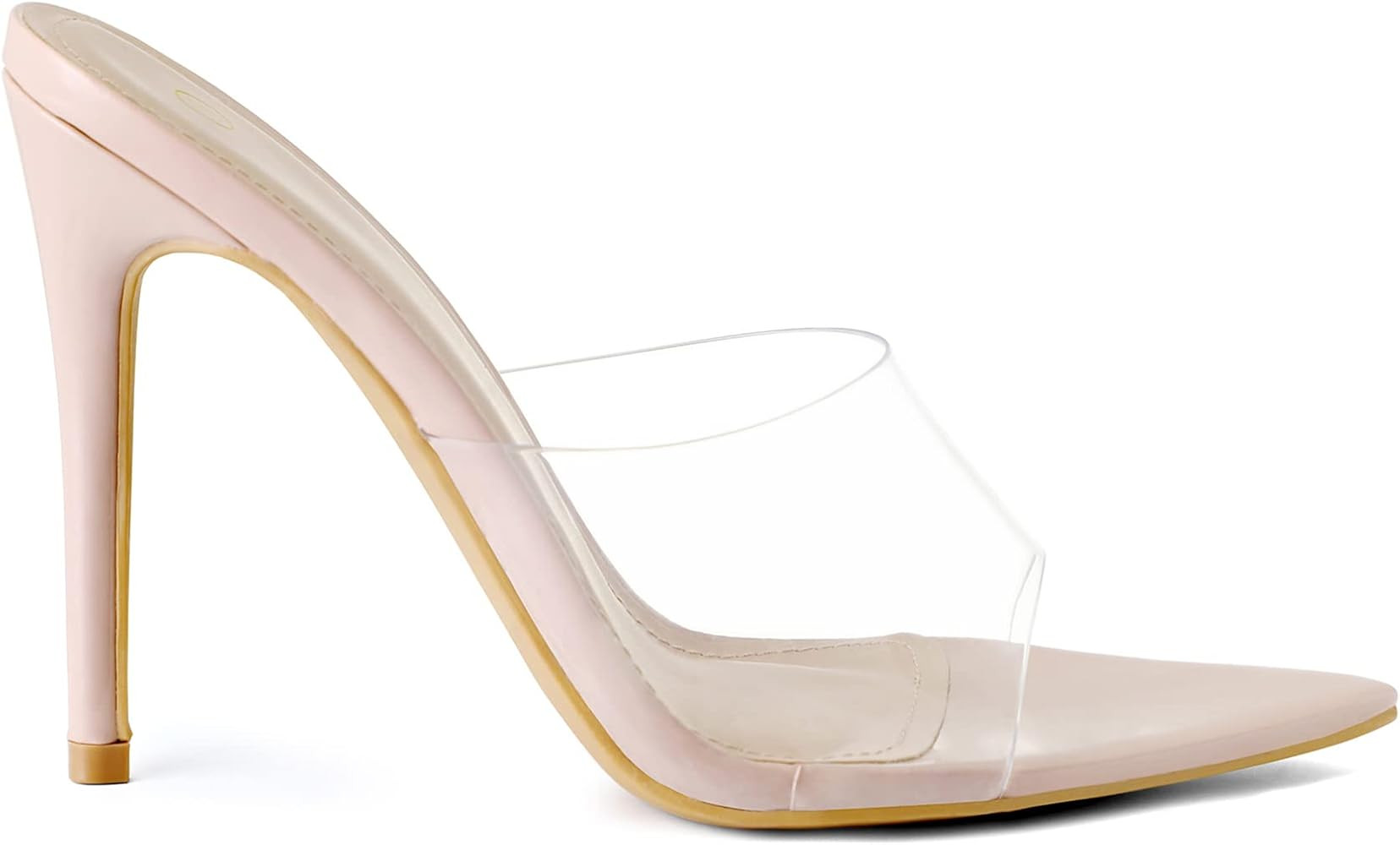 mysoft Women's Pointed Toe Clear Stilettos Transparent Strap Slip On High Heeled Mules | Amazon (US)