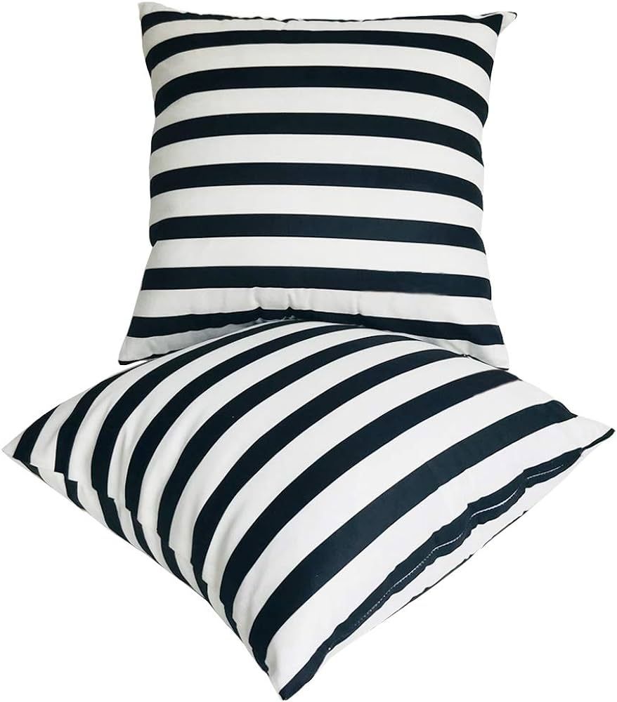 2Pack Black&White Striped Pillow Covers Morden Simple Life Throw Pillowcases Home Decorative Cush... | Amazon (US)
