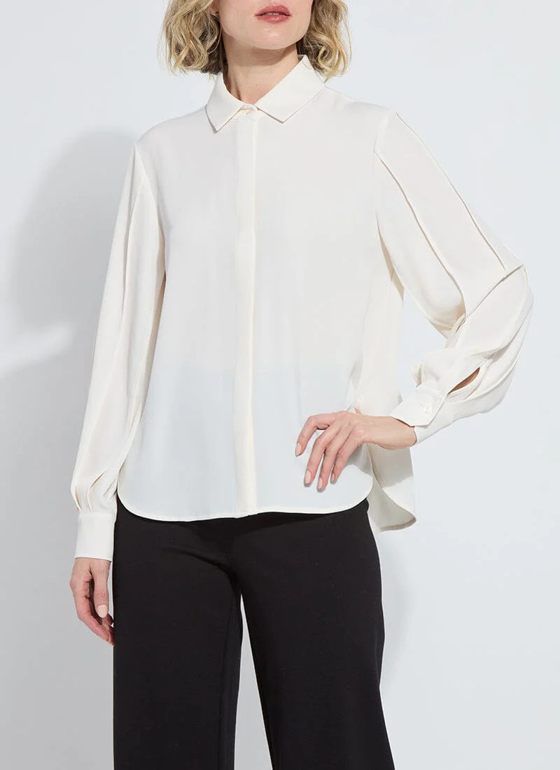 Ivette Pleated Balloon Sleeve Blouse | Lysse