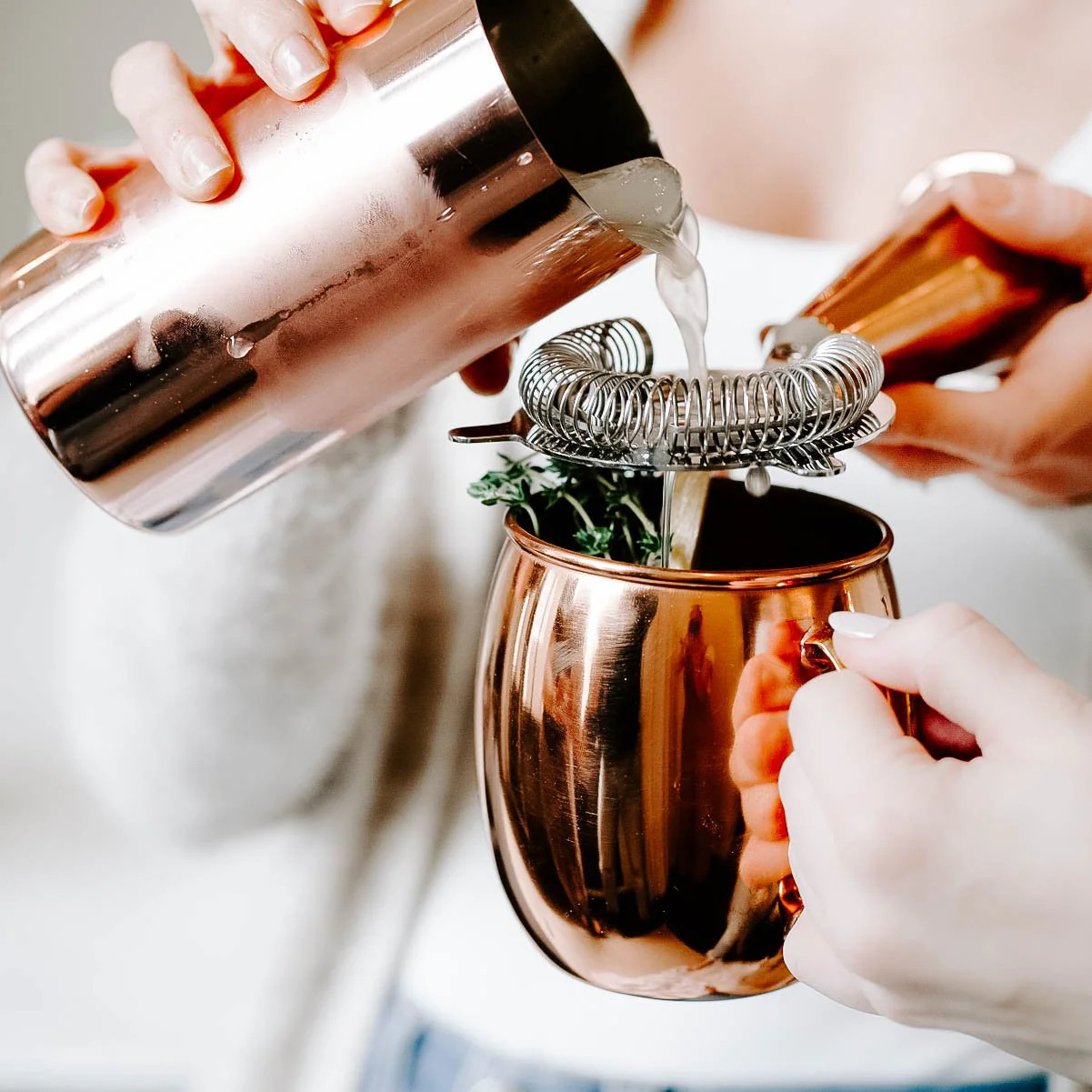 COPPER COCKTAIL STRAINER + SHOT GLASS | Uncommon James