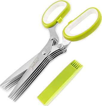 Amazon.com: Jenaluca Herb Scissors with 5 Blades and Cover - Cool Kitchen Gadgets - Cutter, Chopp... | Amazon (US)