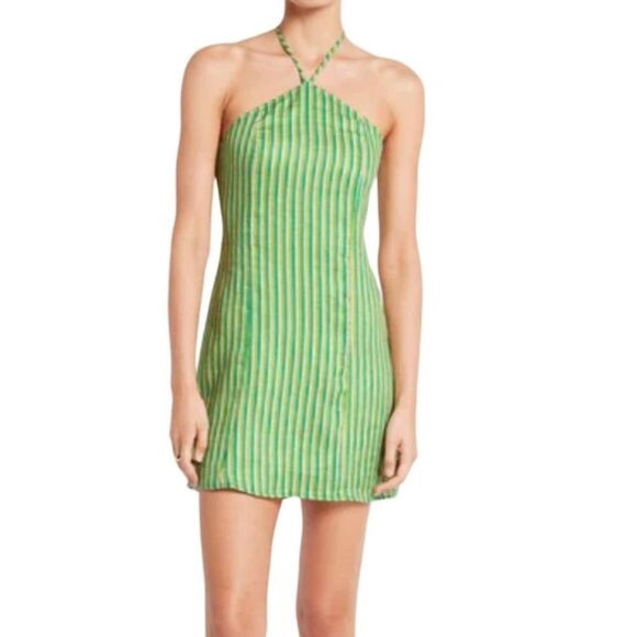 NWT Faithfull The Brand S Size 4 Green Stripe Muthia Mini Dress | Poshmark