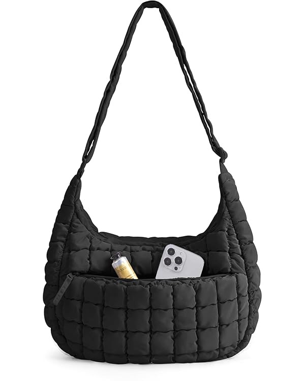 BAGSMART Quilted Puffy Crossbody Bag for Women, Medium Cute Hobo Shoulder Purse Soft Fluffy Handb... | Amazon (US)