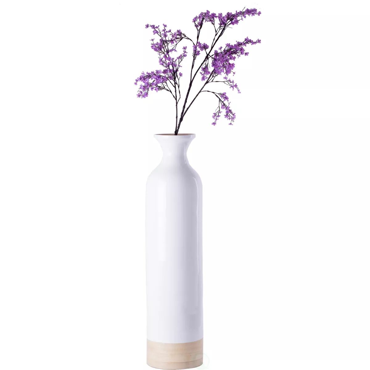 Uniquewsie Elegant Black or White Cylinder Shaped Tall Spun Bamboo Floor Vases, Embellished with ... | Target