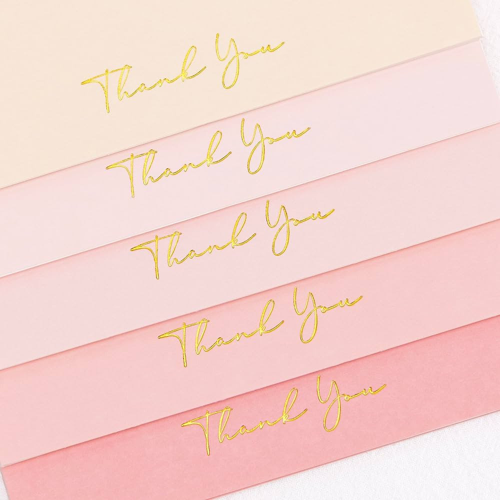 Crisky 50 Pack Thank You Greeting Cards With Envelope Pink Series Thank You Cards for Wedding/Bri... | Amazon (US)