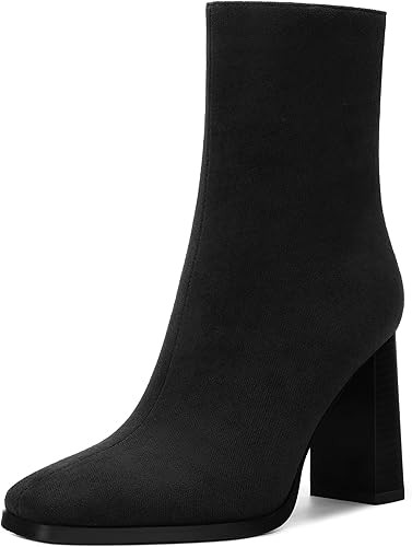 Womens Ankle Boots, Square Toe High Heel Short Boots for Women, Fashion Chunky Heel Mid Calf Boot... | Amazon (US)