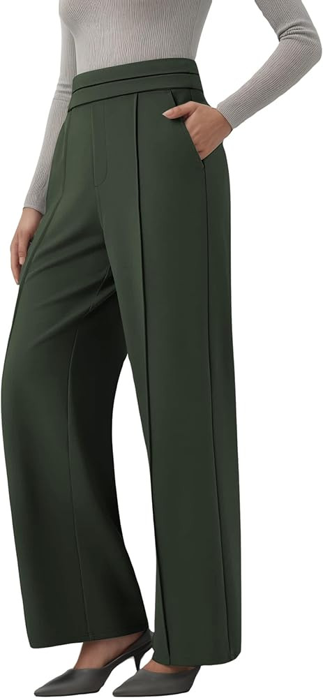 TOPYOGAS Women's High Waisted Straight Leg Work Pants Business Casual Office Dress Pants with Poc... | Amazon (US)