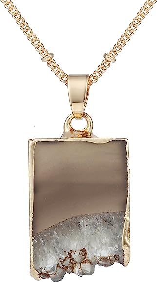 Bonnie 24 inch Agate Stone Crystal Pendant Necklace Natural Stone Handmade Jewelry | Amazon (US)
