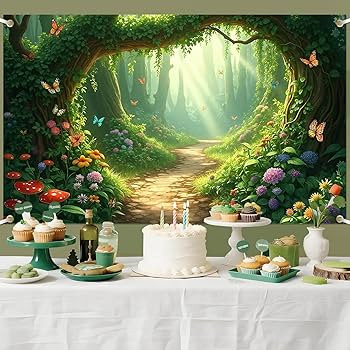 Magical Forest Banner Backdrop Decorations Fairy Tale Forest Party Decor with Butterfly Mushroom ... | Amazon (US)