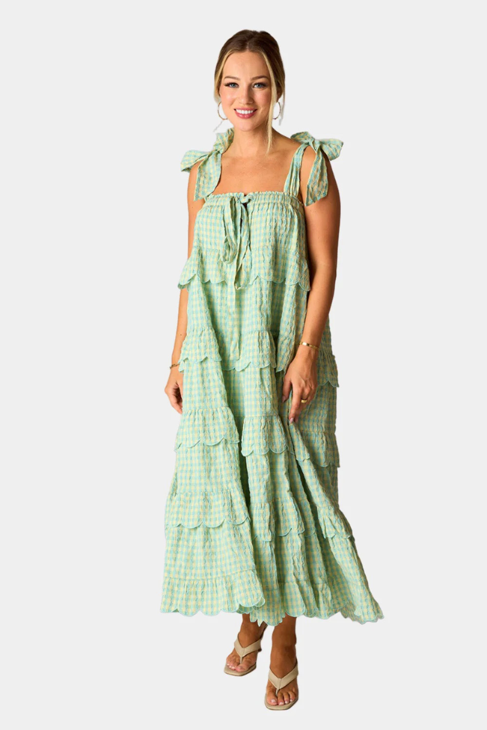 BuddyLove | Landon Tie-Shoulder Maxi Dress | Misty Blue | BuddyLove