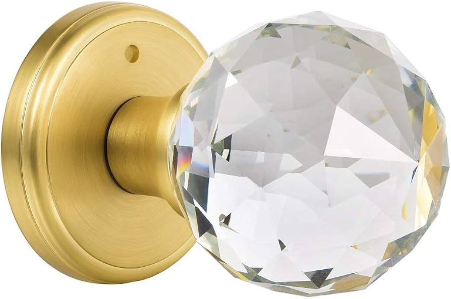 CLCTK Crystal Glass Door Knobs Interior with Lock, Privacy Bathroom Bedroom Door Knobs Gold Door ... | Amazon (US)