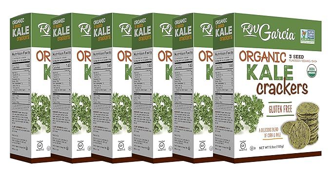 RW Garcia Organic Kale Crackers, Gluten Free, 5.5oz boxes, 6 pack | Amazon (US)