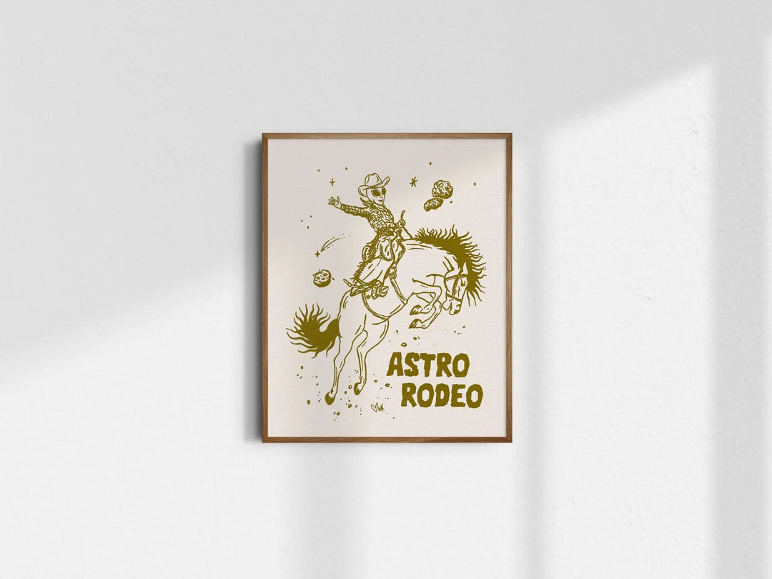 Astro Rodeo, Alien Art Print, Alien Cowboy, Cosmic Cowboy, Space Cowboy, Gicl\u00e9e Fine Art Pri... | Etsy (Global)