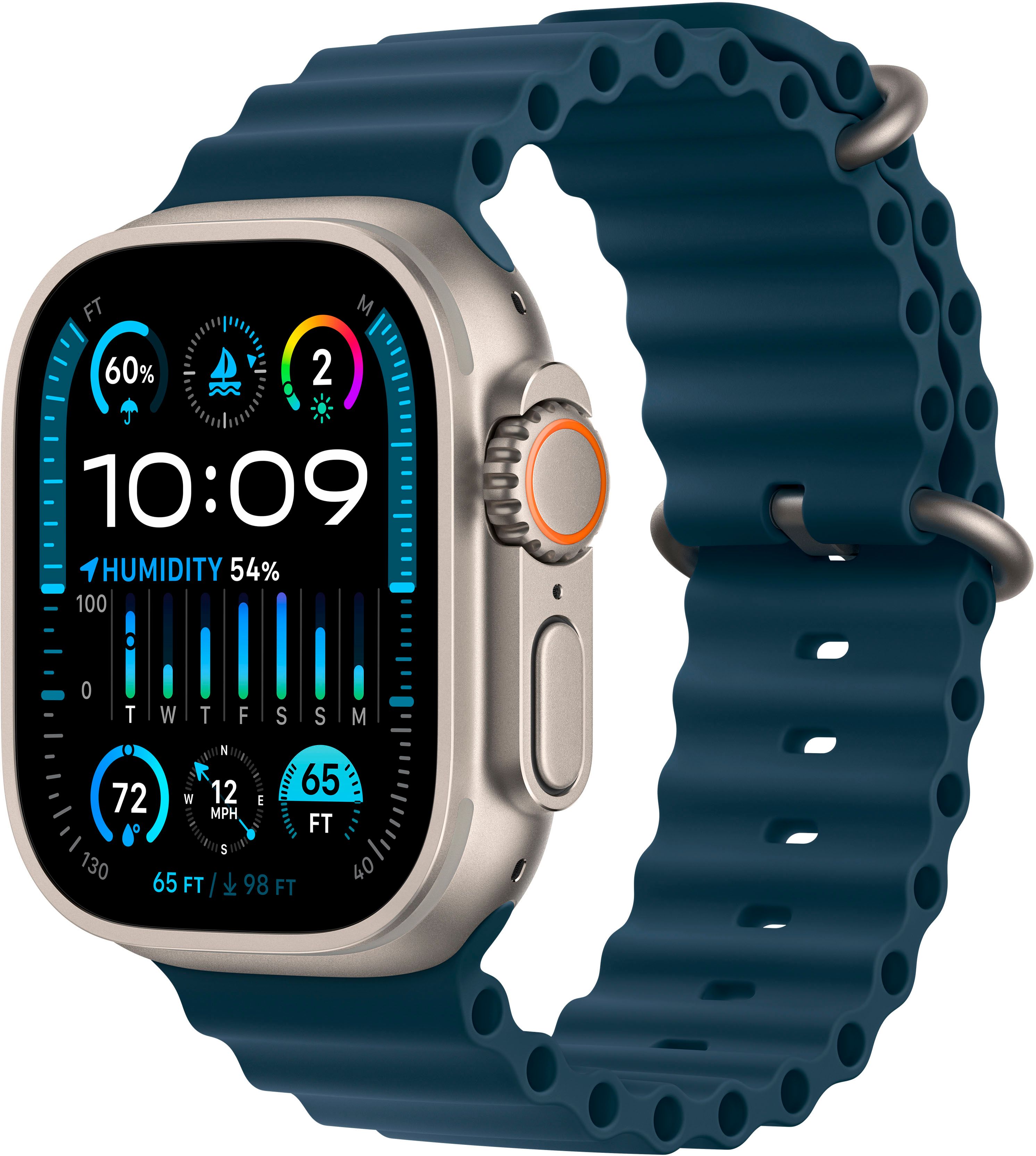 Apple Watch Ultra 2 (GPS + Cellular) 49mm Titanium Case with Blue Ocean Band Titanium MREG3LL/A -... | Best Buy U.S.